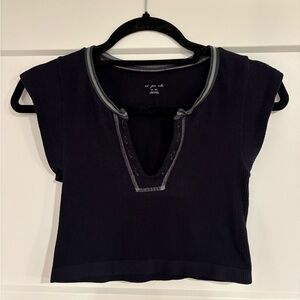 Urban Outfitters Out From Under Black & Gray Trim Tee M/L Fitted Baby T-Shirt